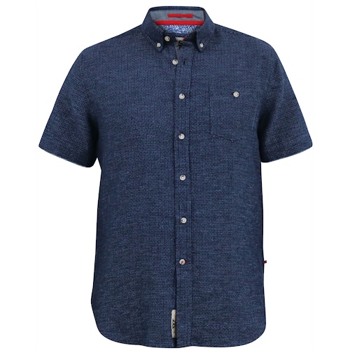 D555 Girton Linen Mix S/S Shirt With Button Down Collar Navy